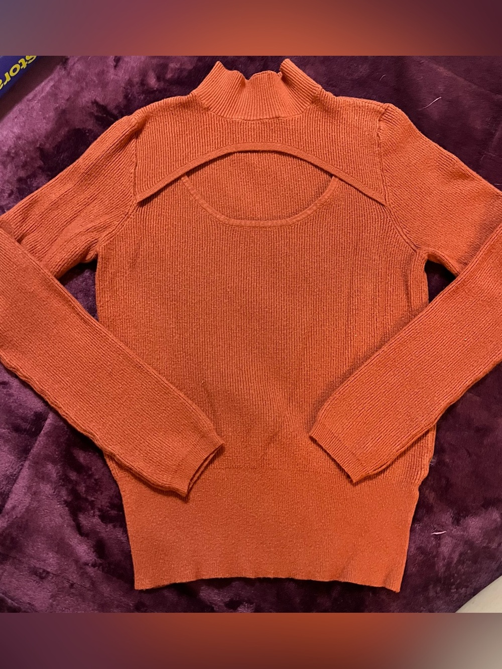 Madison + Hudson Rust Ribbed Mock Neck Layered Sweater M